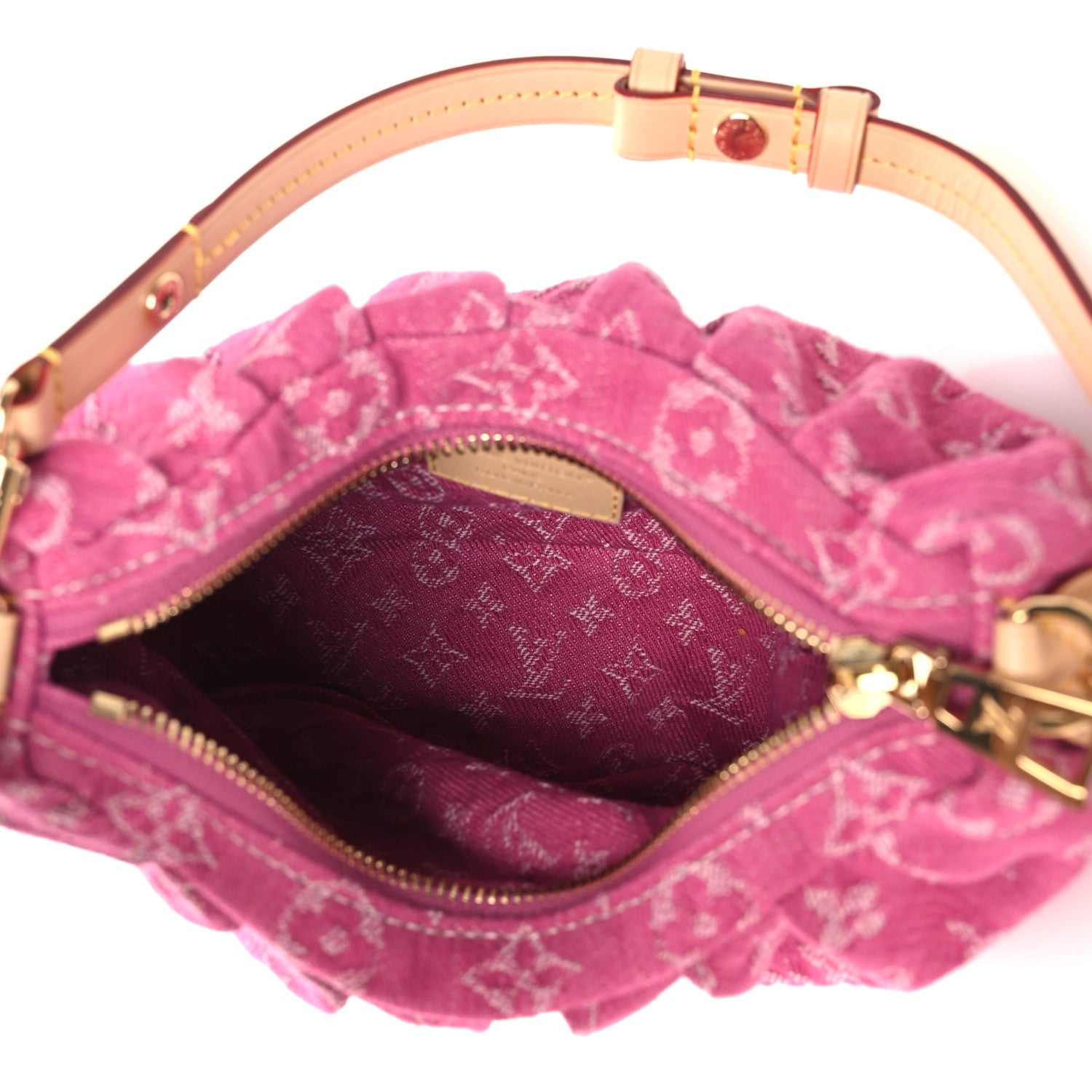 Monogram Denim Pochette Valley Fuchsia