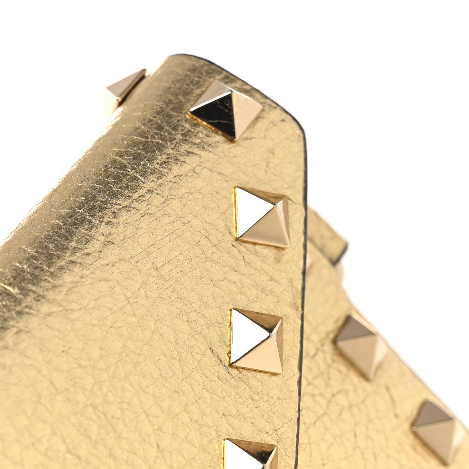 Metallic Calfskin Medium Rockstud Envelope Flat Wristlet Pouch Gold