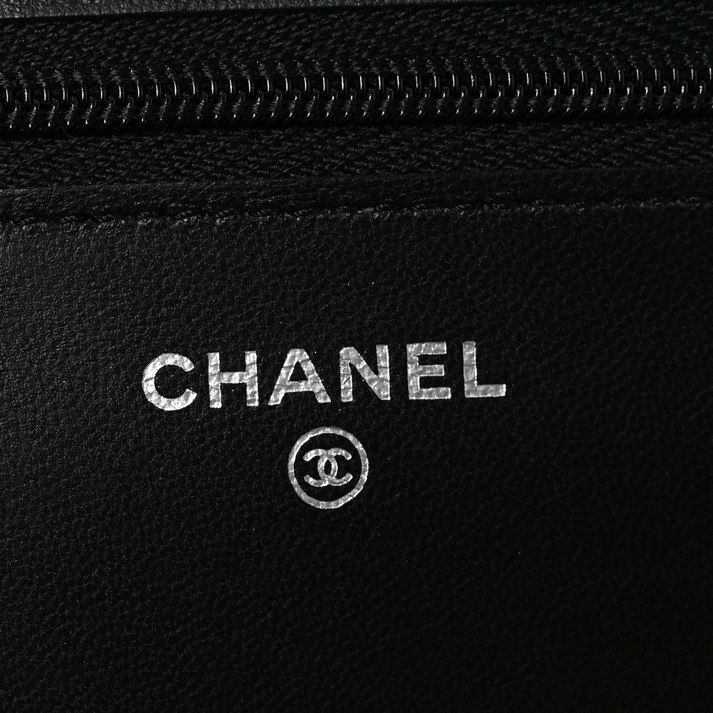 Lambskin Quilted Wallet On Chain WOC Black