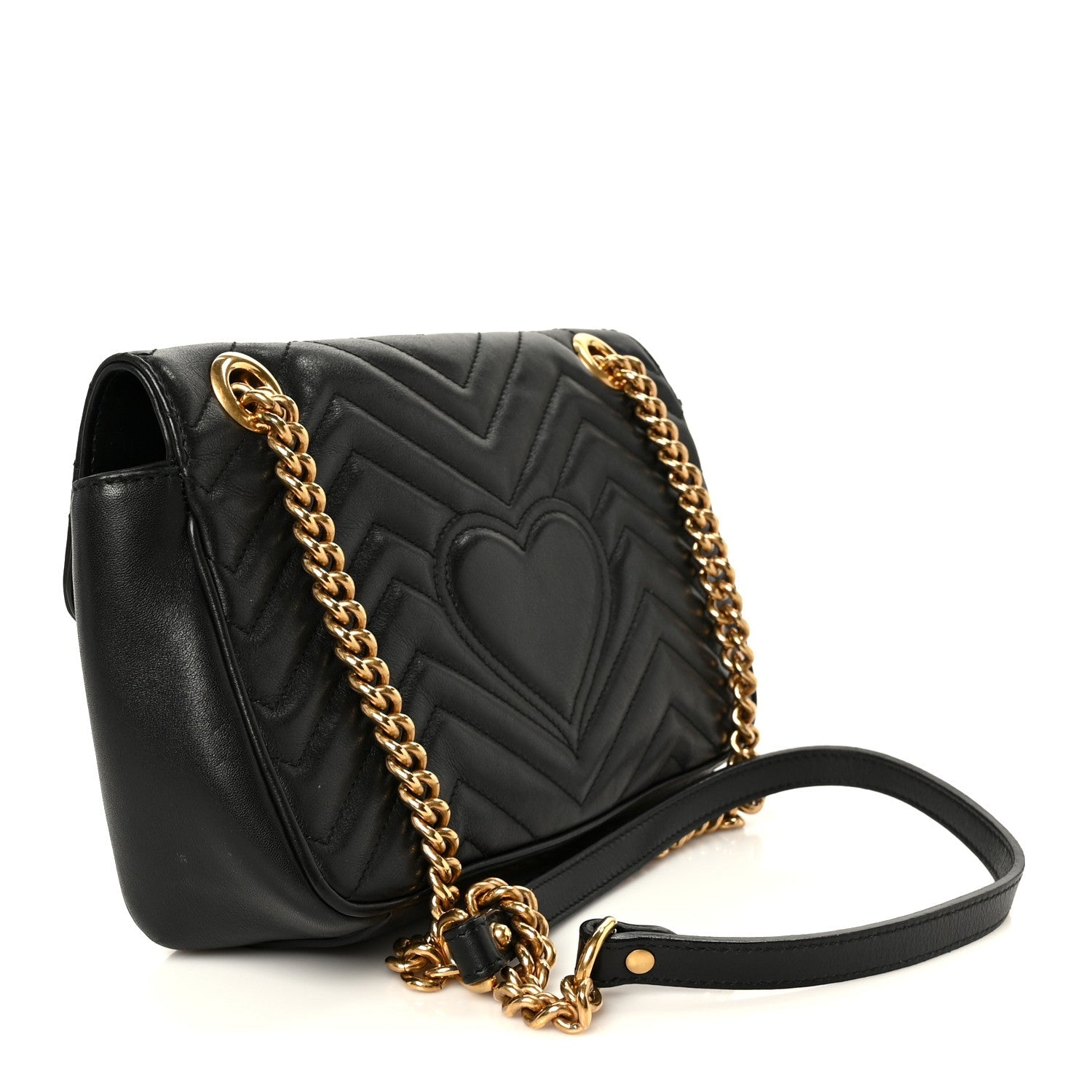 Calfskin Matelasse Small GG Marmont Shoulder Bag Black