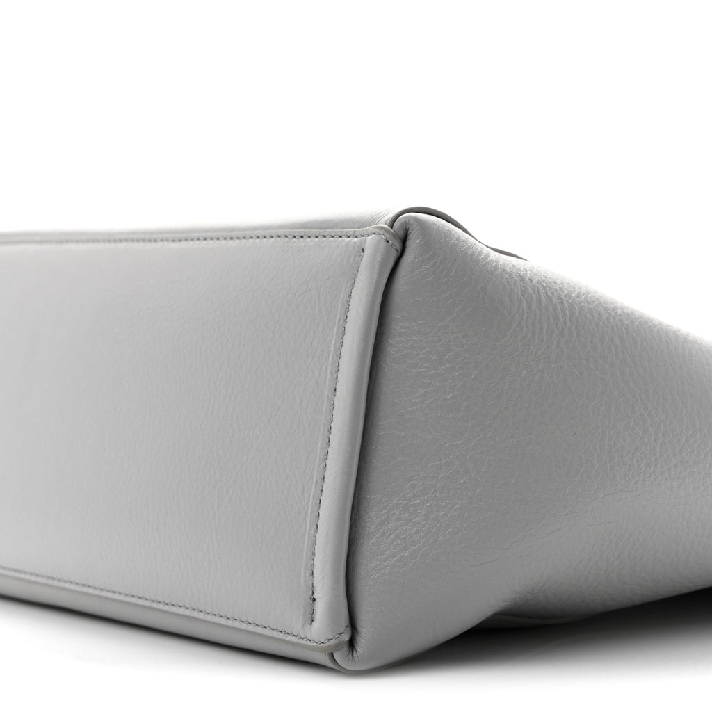 Calfskin Voyou Small North South Tote  Light Grey