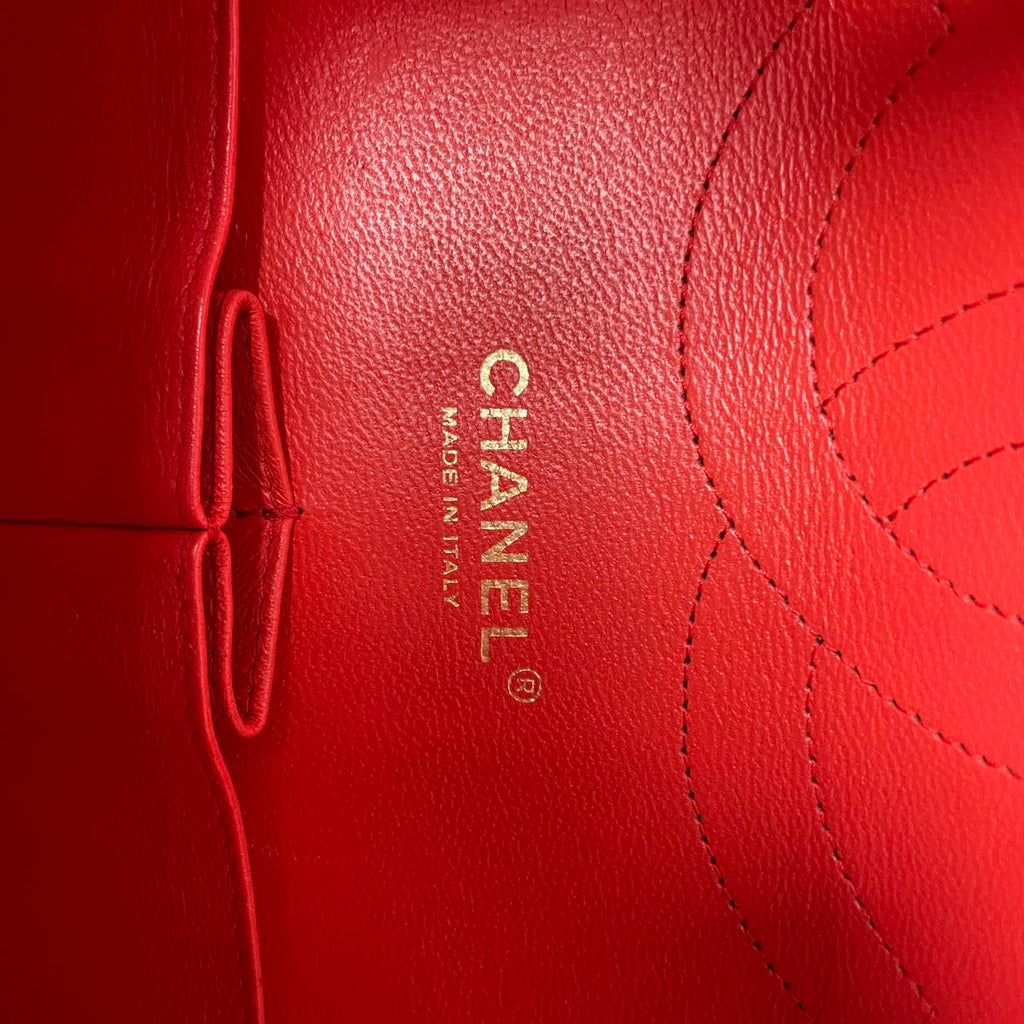 Chanel Classic Jumbo Double Flap Lamb Red 2017