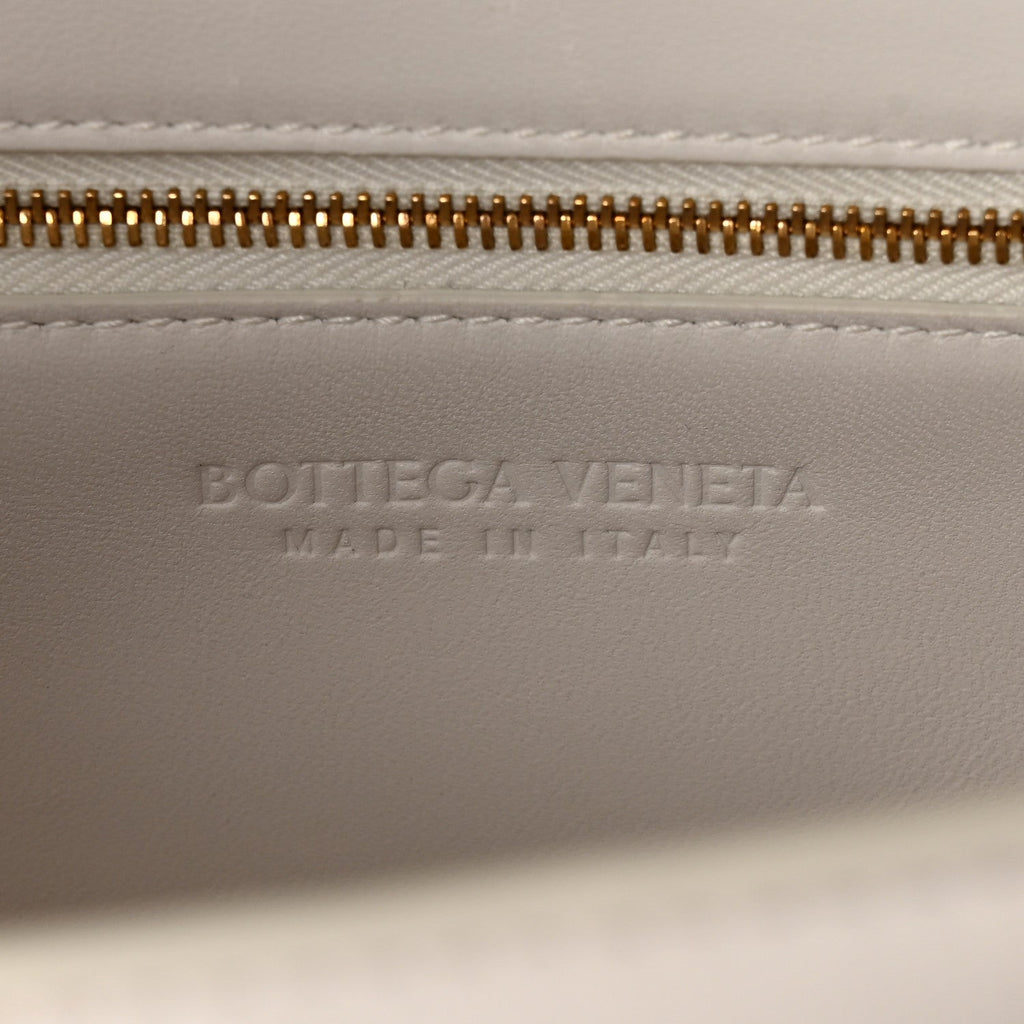 Nappa Intreccio Padded Top Handle Shoulder Bag White