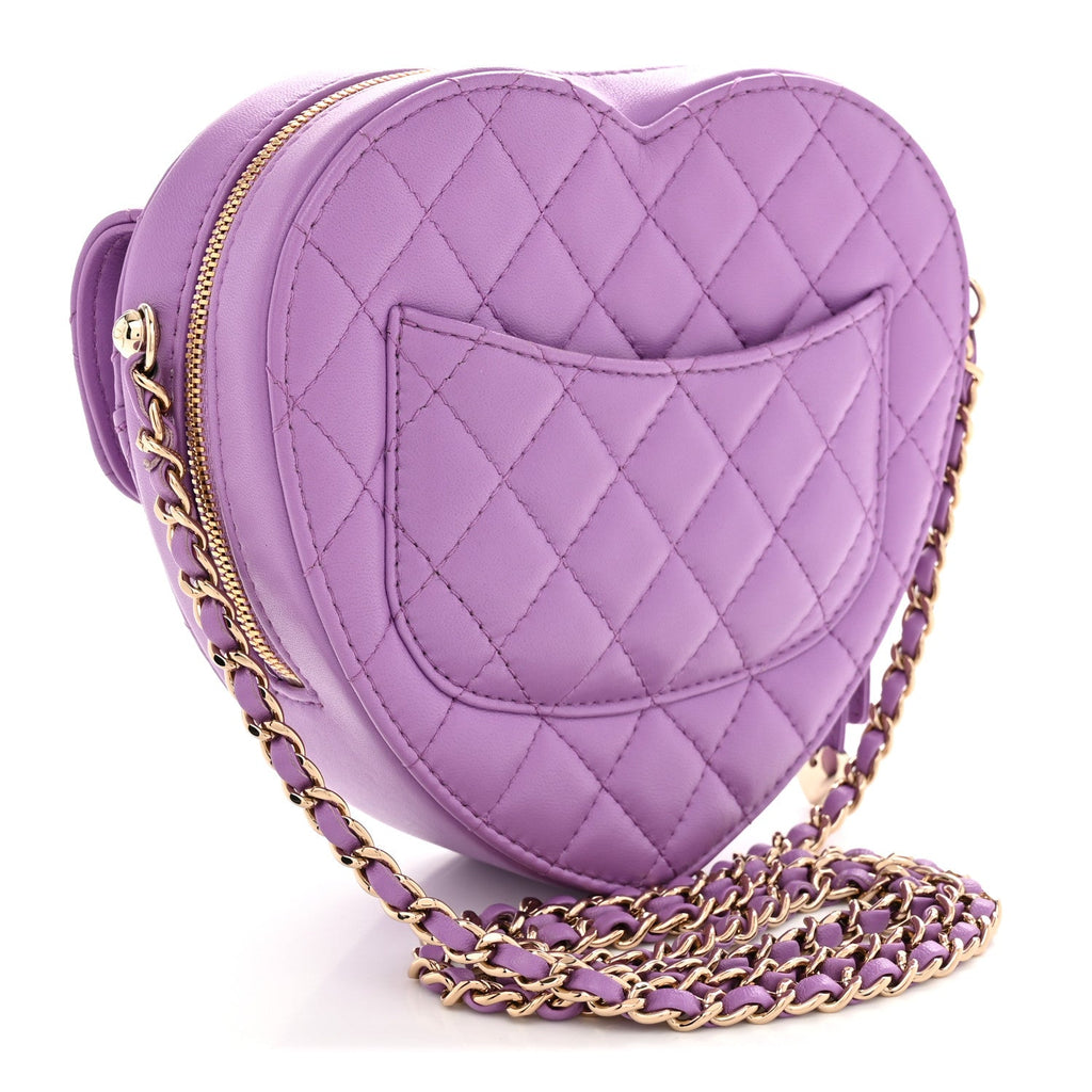 Lambskin Quilted CC In Love Heart Bag Purple