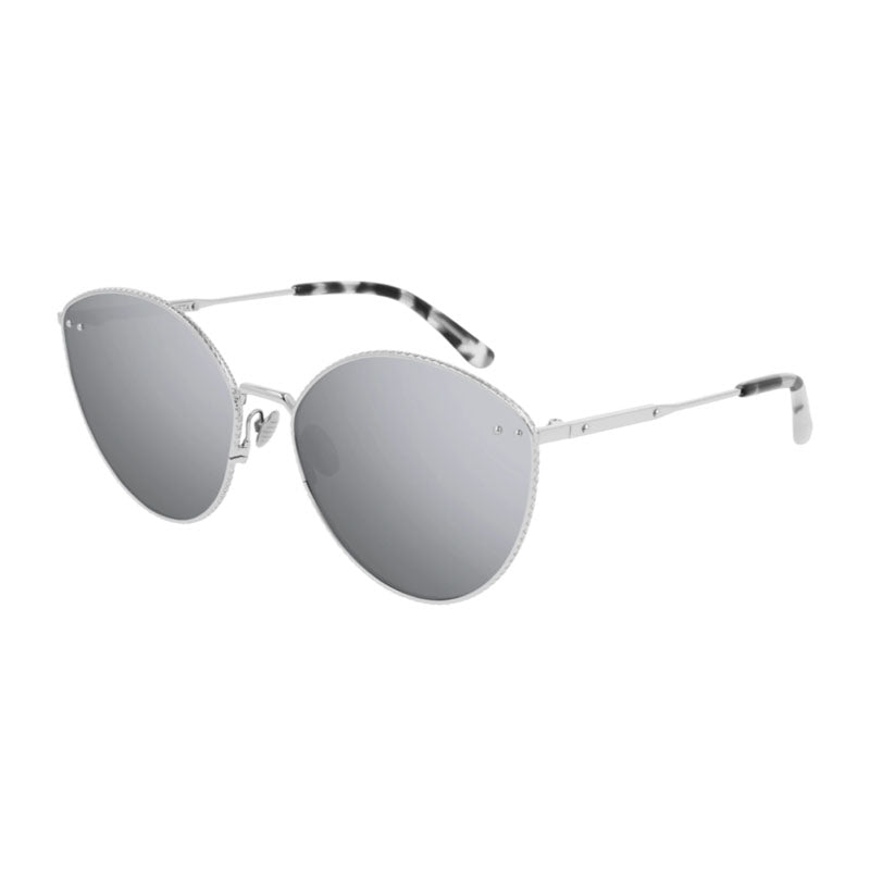 Bottega Veneta Sunglasses Cat Eye Full Rim, Silver Frame and Silver Lens BV0259S002
