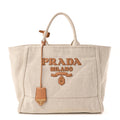 Linen Vitello Large Logo Tote Natural