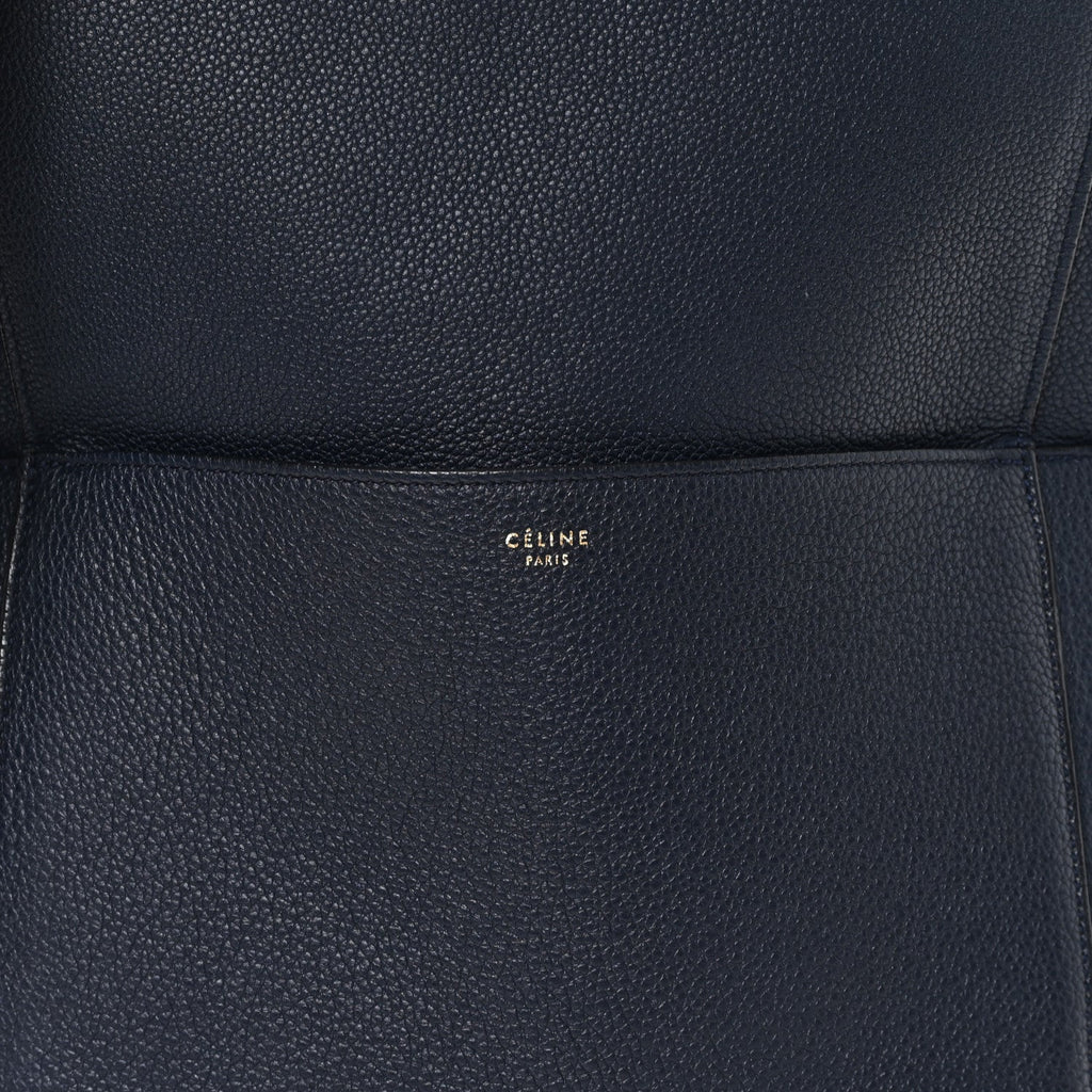 Soft Grained Calfskin Sangle Bucket Bag Navy Blue