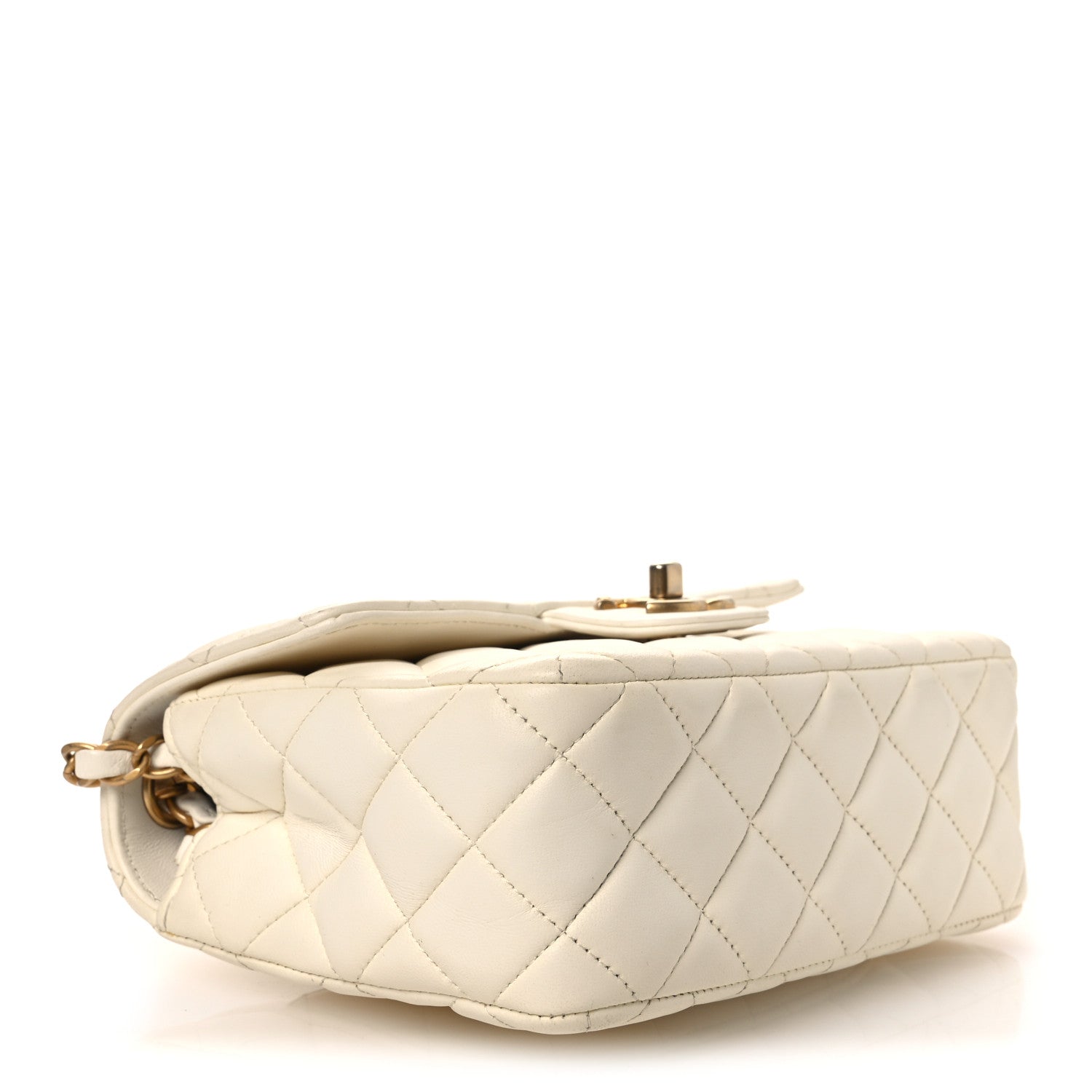 Lambskin Quilted Casino Chips Small Square Flap White
