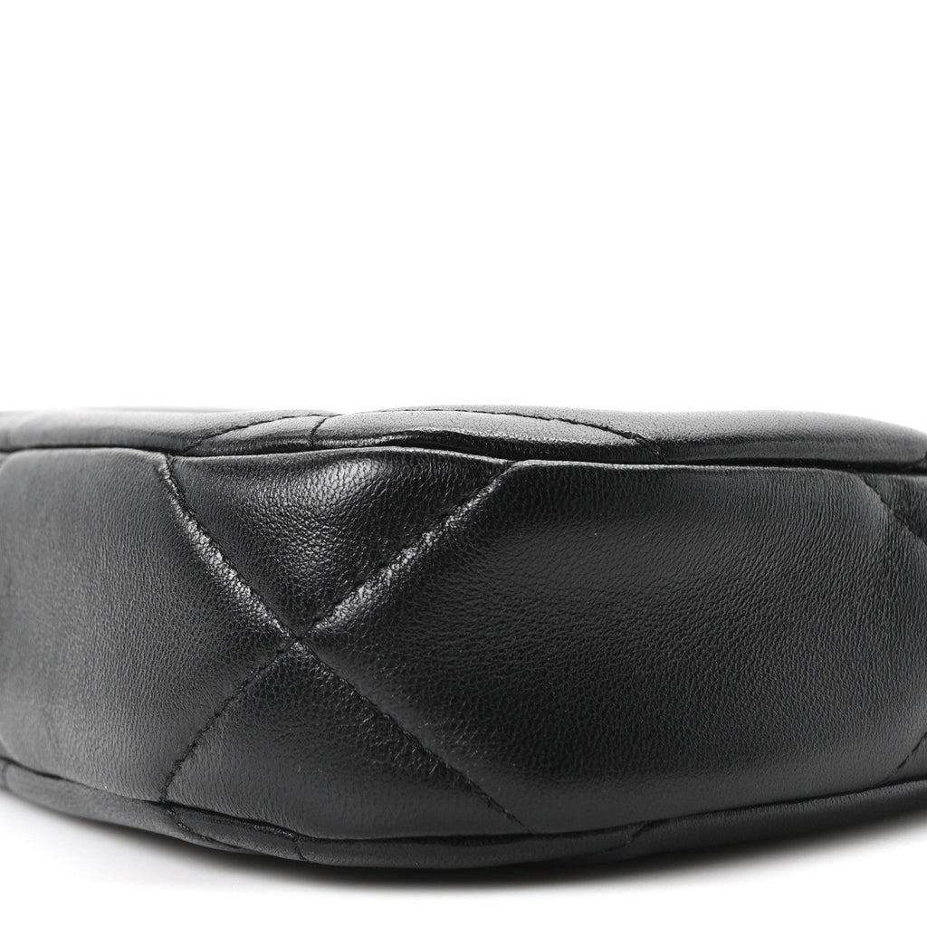 Lambskin Quilted Chanel 19 Hobo Clutch With Chain Black