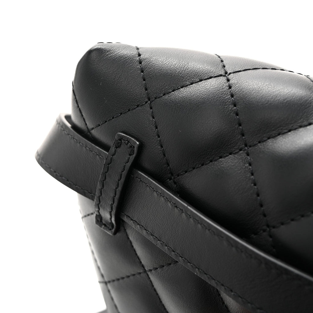 Calfskin Quilted Waist Belt Bag Black