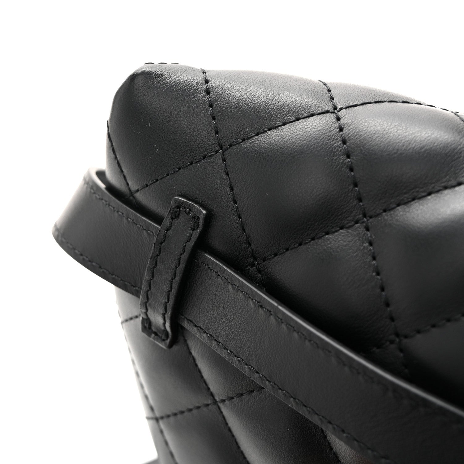 Calfskin Quilted Waist Belt Bag Black