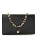 Calfskin Mini GG Marmont Chain Wallet Black