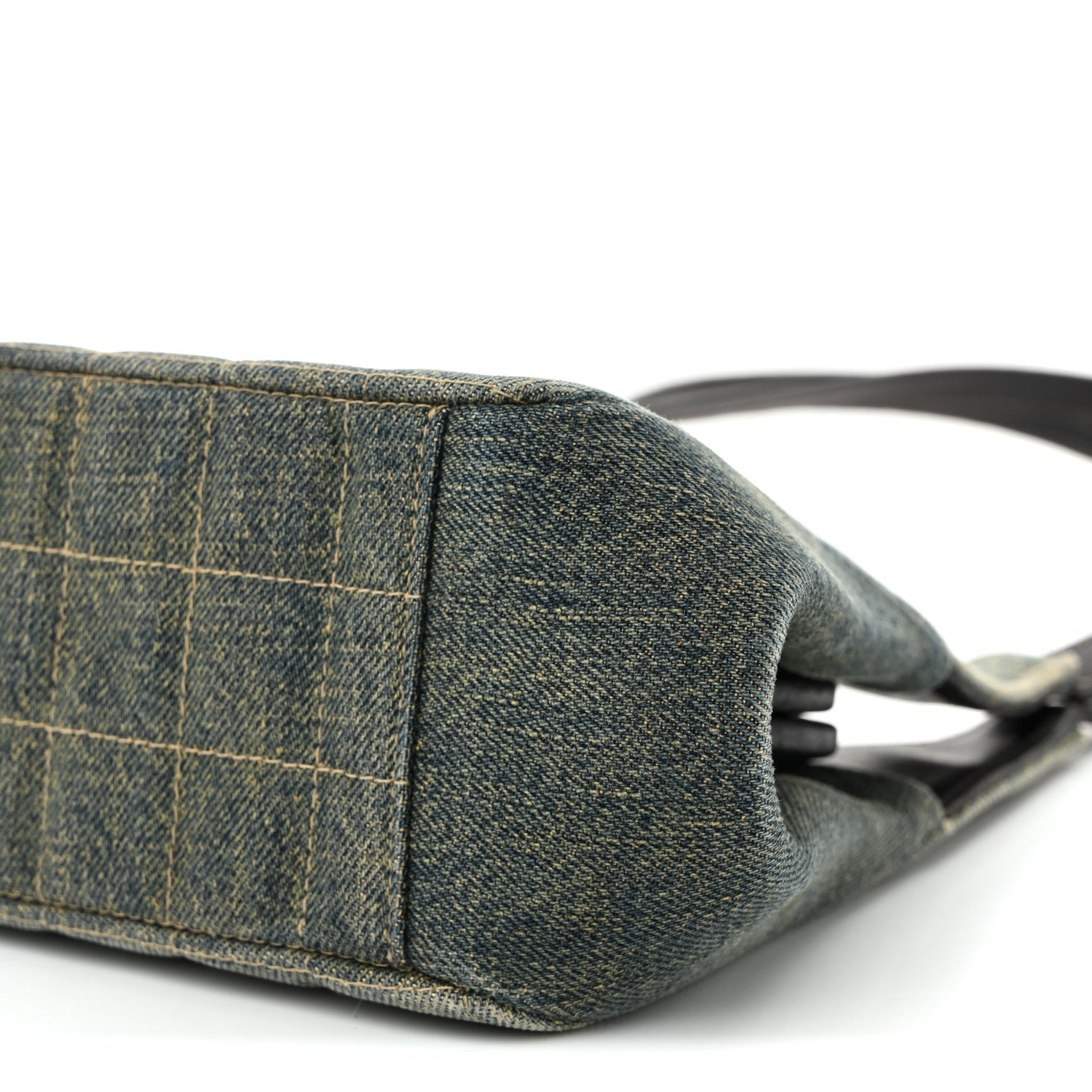 Denim Quilted CC Chocolate Bar Shoulder Bag Blue
