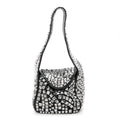 Sheepskin Studded Small Spike Hobo Black