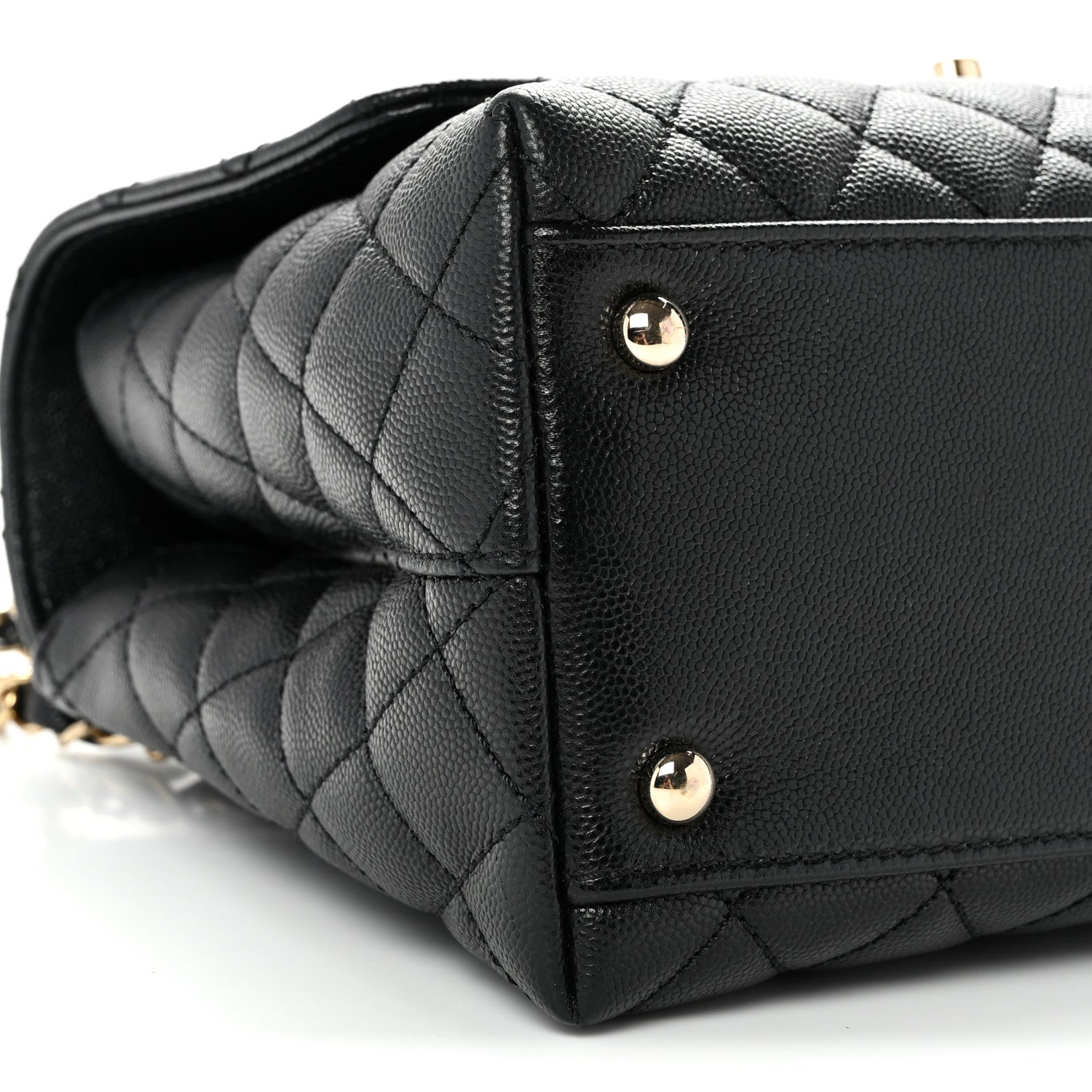 Caviar Quilted Small Coco Handle Flap Black