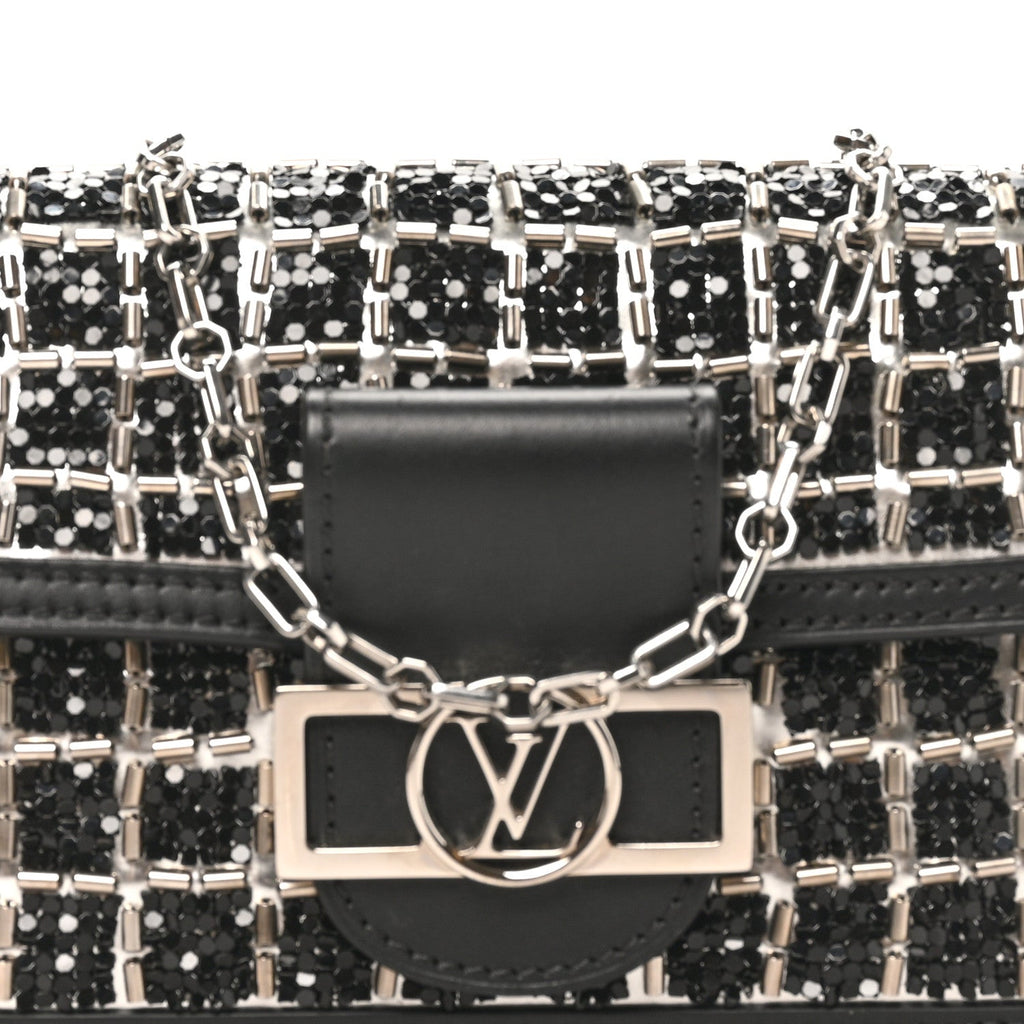 Tweed Sequin Dauphine Minaudiere Black
