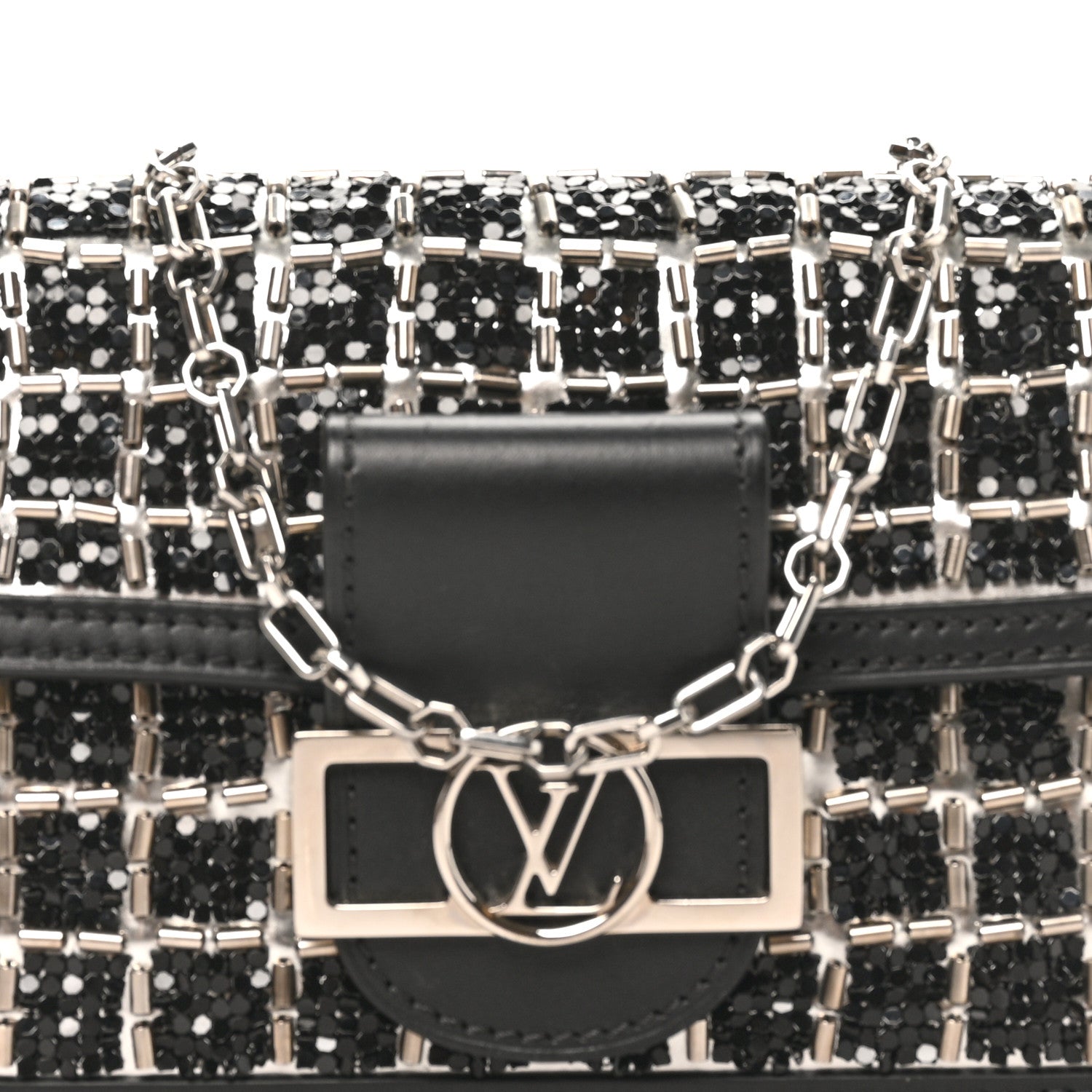 Tweed Sequin Dauphine Minaudiere Black