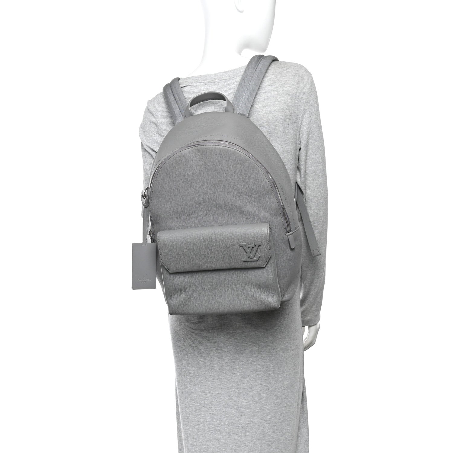 Grained Calfskin Aerogram Takeoff Backpack Grey