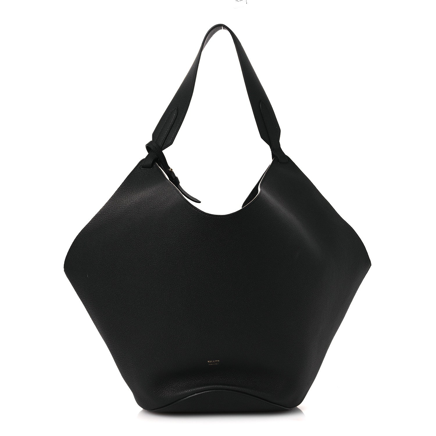 Pebbled Sport Calfskin Medium Lotus Tote Black