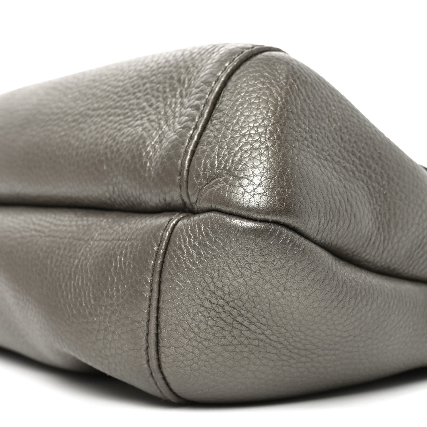 Pebbled Calfskin Medium Techno Horsebit Shoulder Flap Bag Grey