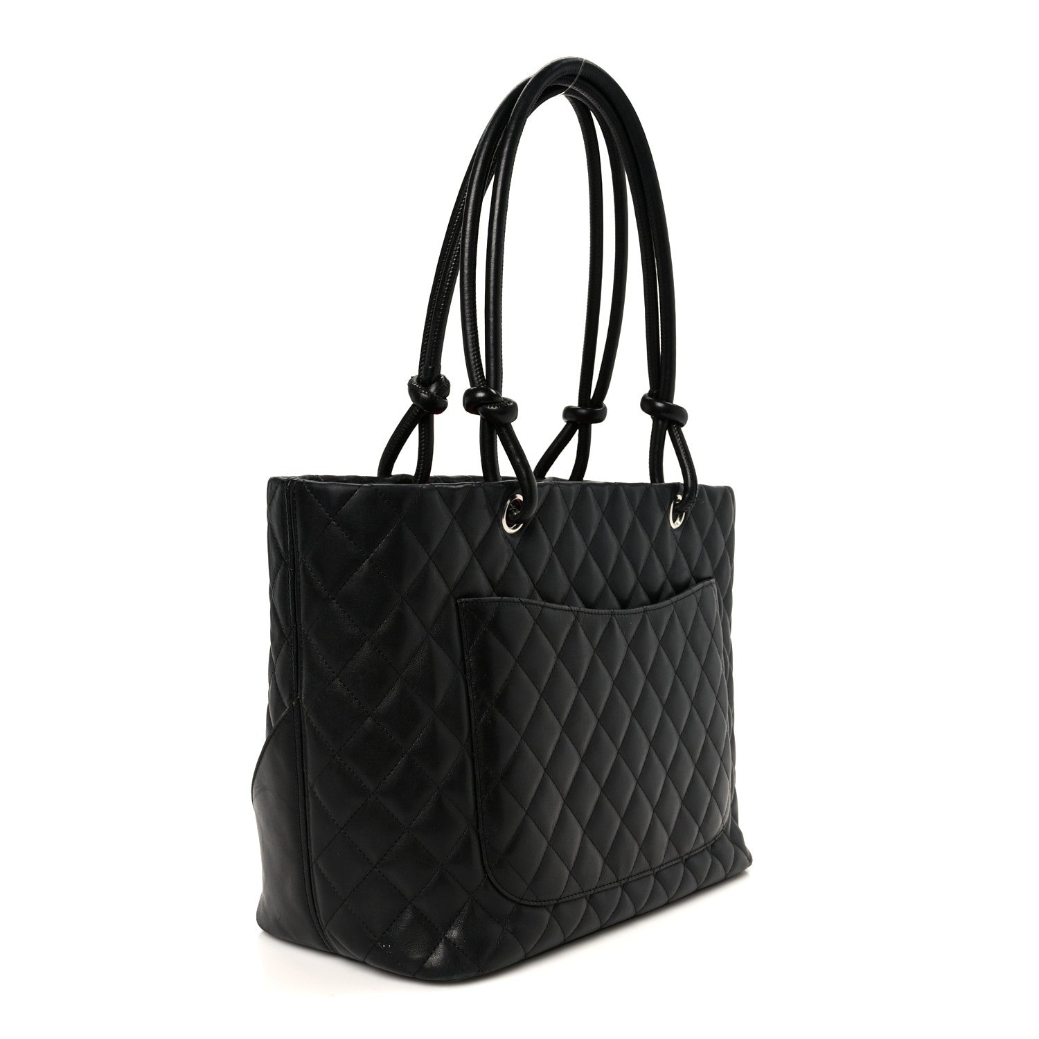 Calfskin Quilted Large Cambon Tote Black