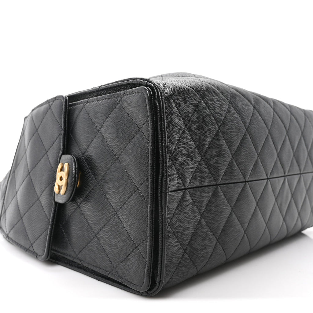 Caviar Quilted Medium Chanel 25 Handbag Black