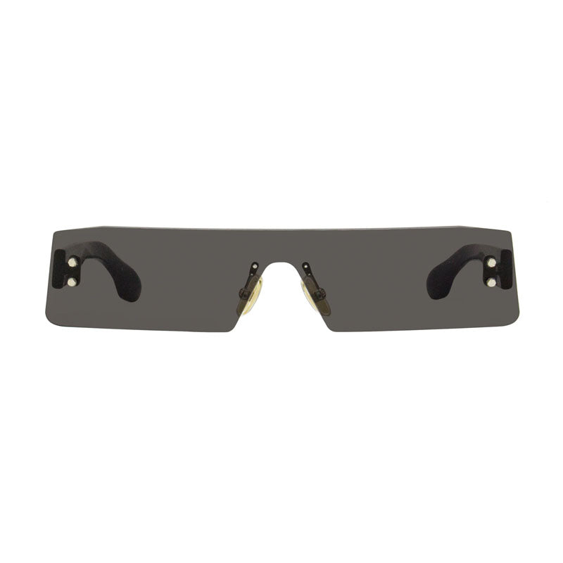 Victoria Beckham Sunglasses Rectangle Rimless, Black Frame and Solid Grey Silver Mirror Lens VB241S001