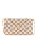 Damier Azur Pochette Felicie Chain Wallet Rose Ballerine