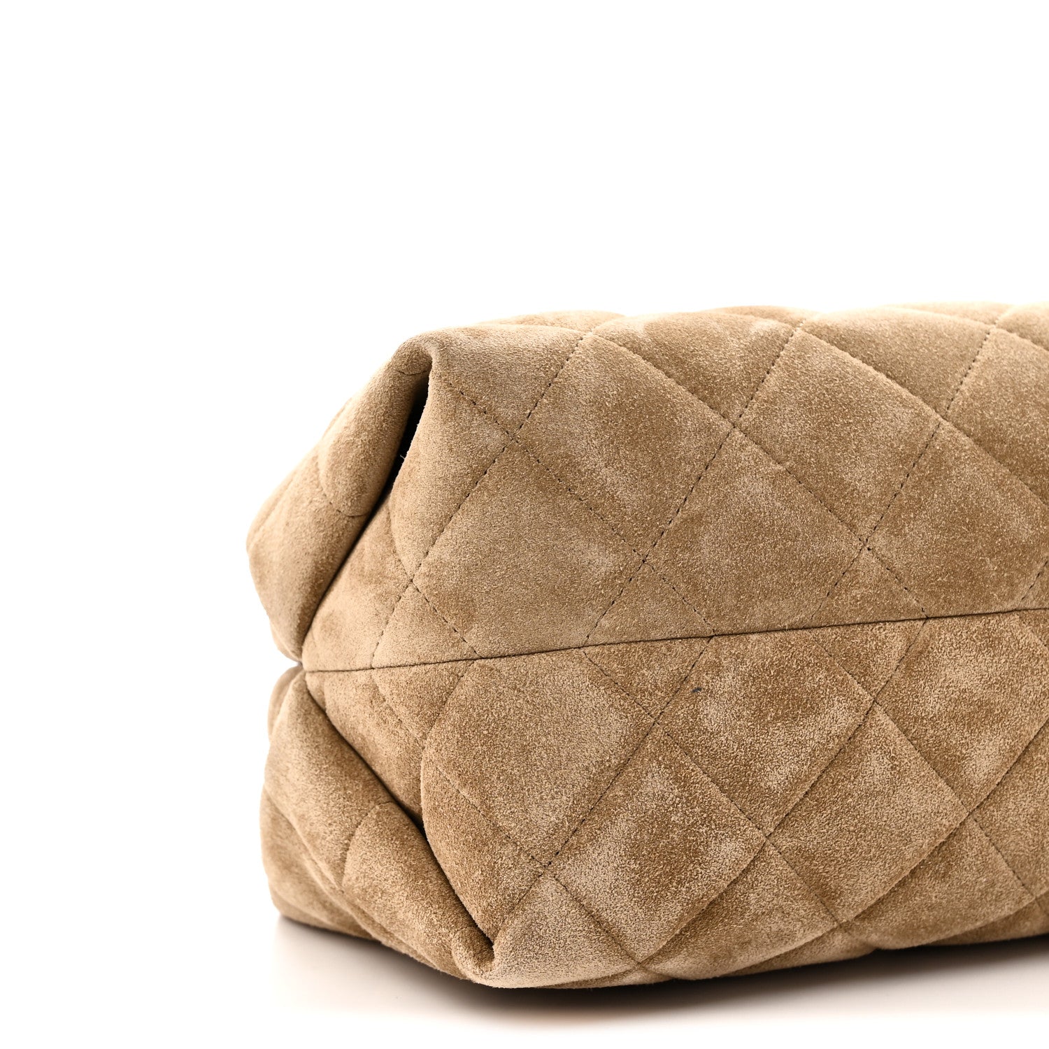 Suede Clutch With Chain Dark Beige