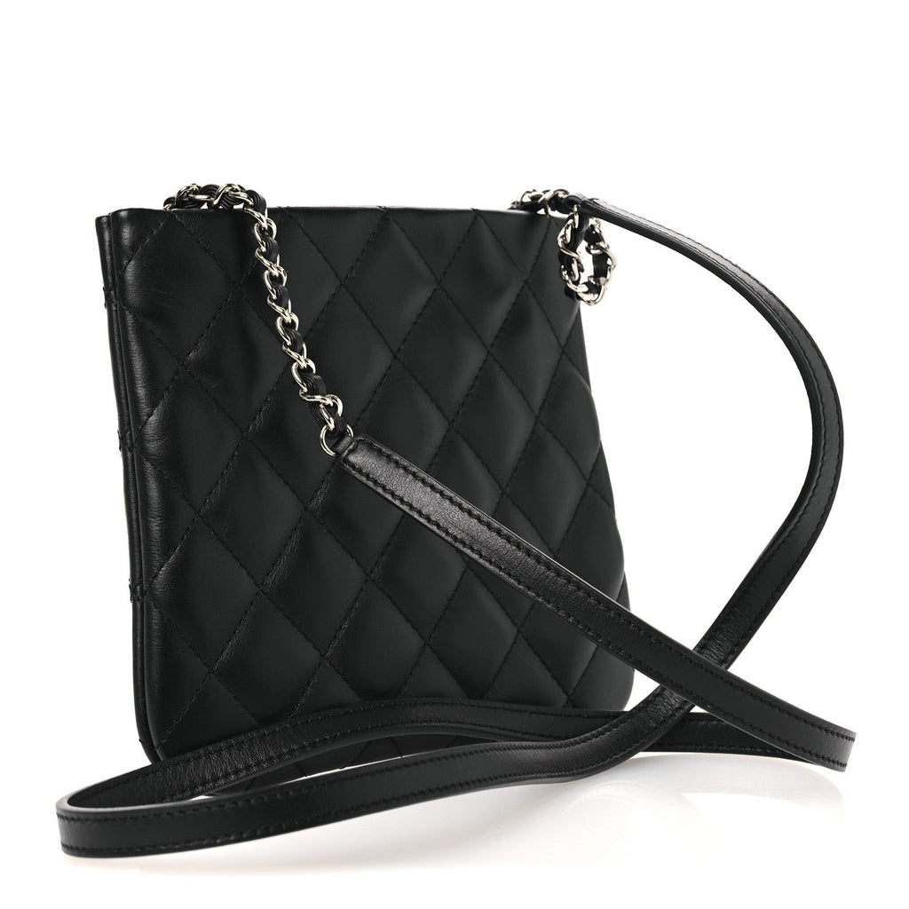 Lambskin Quilted Crossbody Bag Black