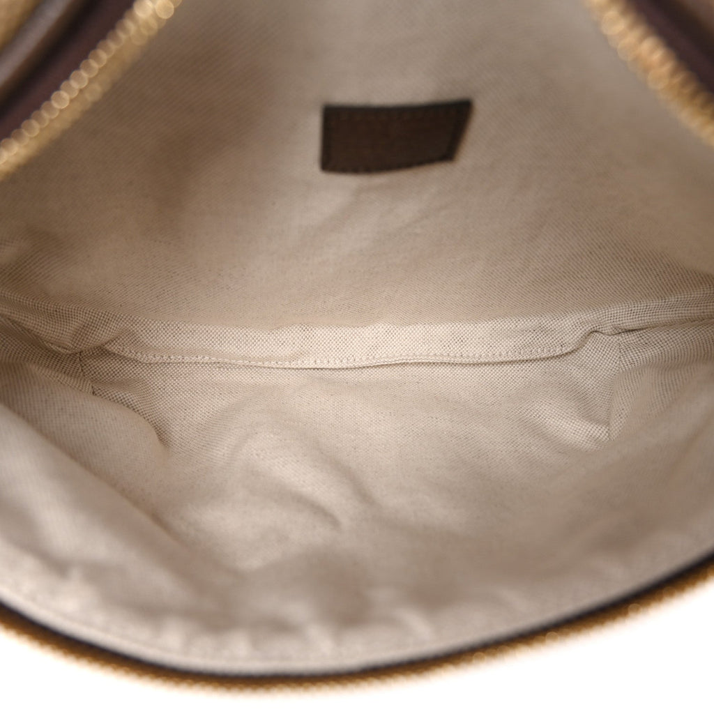 Monogram Jumbo GG Textured Dollar Calfskin Web Belt Bag Camel Ebony New Acero