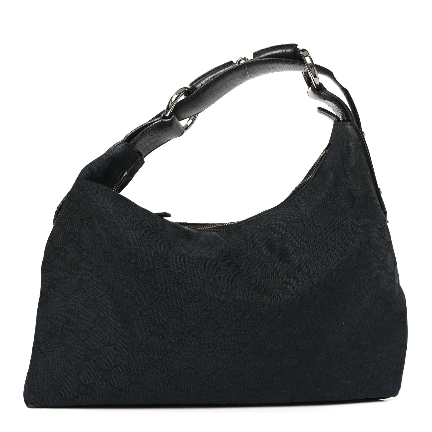 Monogram Medium Horsebit Chain Hobo Black