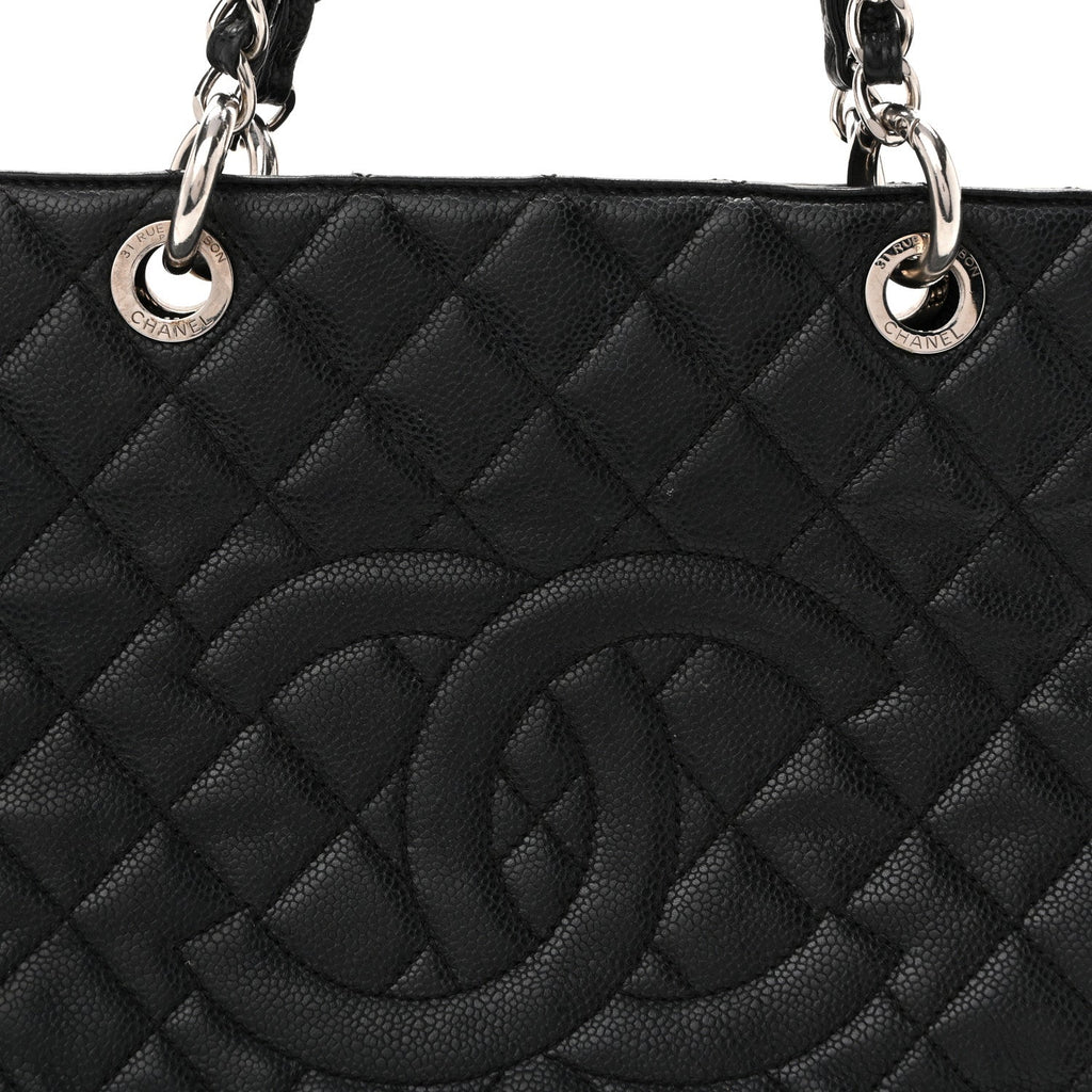 Caviar Quilted Grand Shopping Tote GST Black