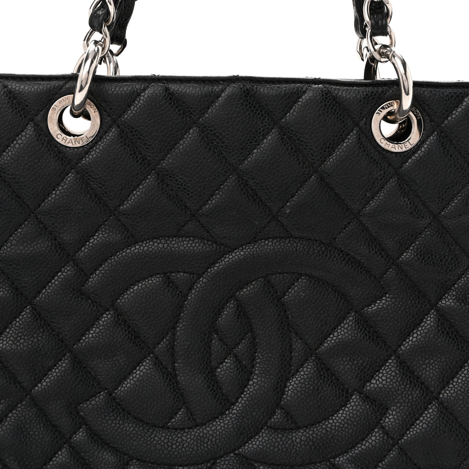 Caviar Quilted Grand Shopping Tote GST Black