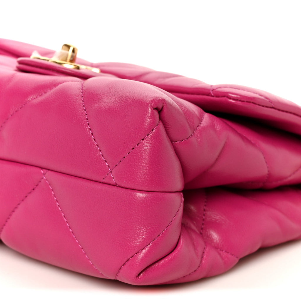 Lambskin Quilted Small Chain Top Handle Flap Fuchsia