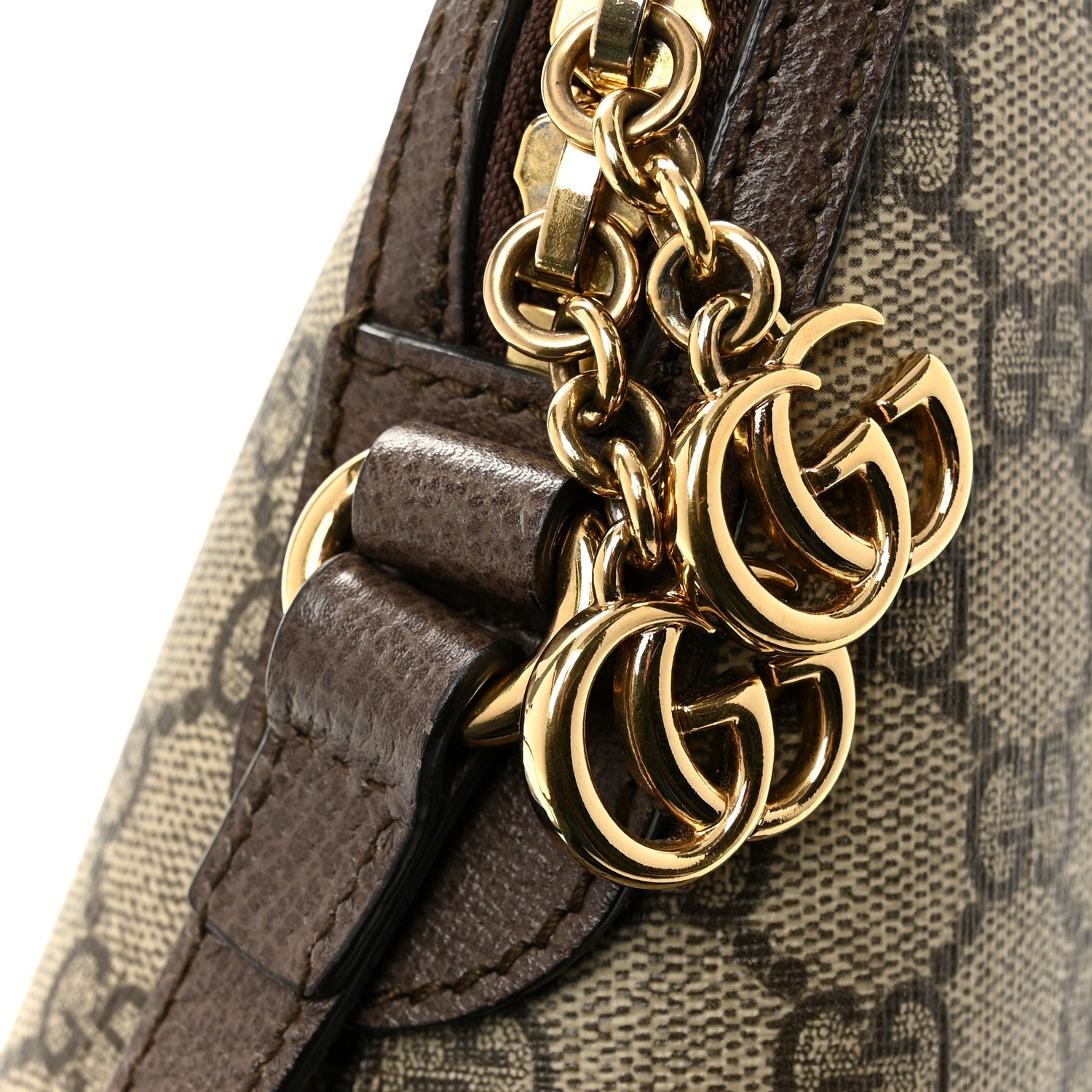 GG Supreme Monogram Textured Dollar Calfskin Web Small Ophidia Dome Shoulder Bag Beige Ebony New Acero