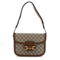 GG Supreme Monogram Horsebit 1955 Shoulder Bag Beige Brown Sugar