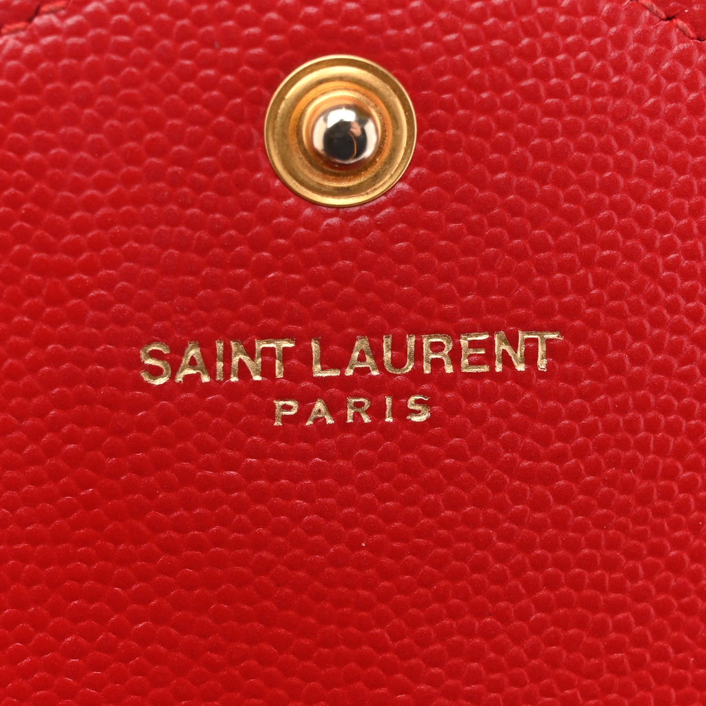Grain De Poudre Matelasse Chevron Monogram Chain Wallet Red