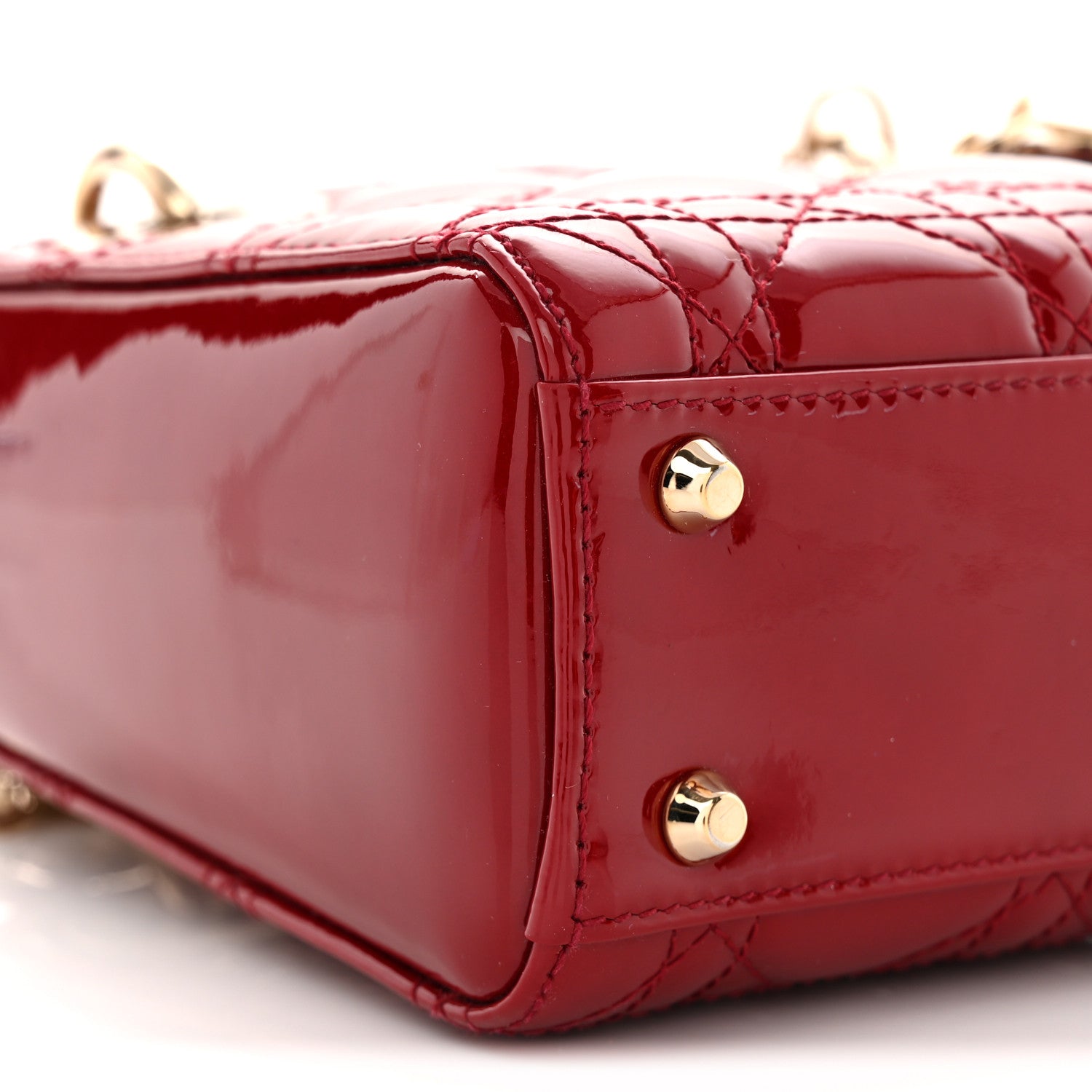 Patent Cannage Mini Lady Dior Red