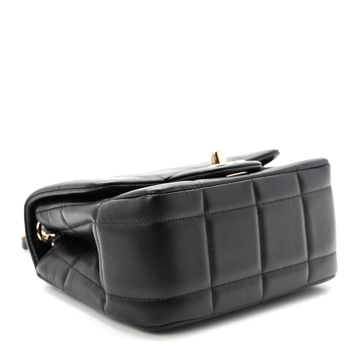 Lambskin Resin Crystal Square Quilted Mini Monacoco Flap Black