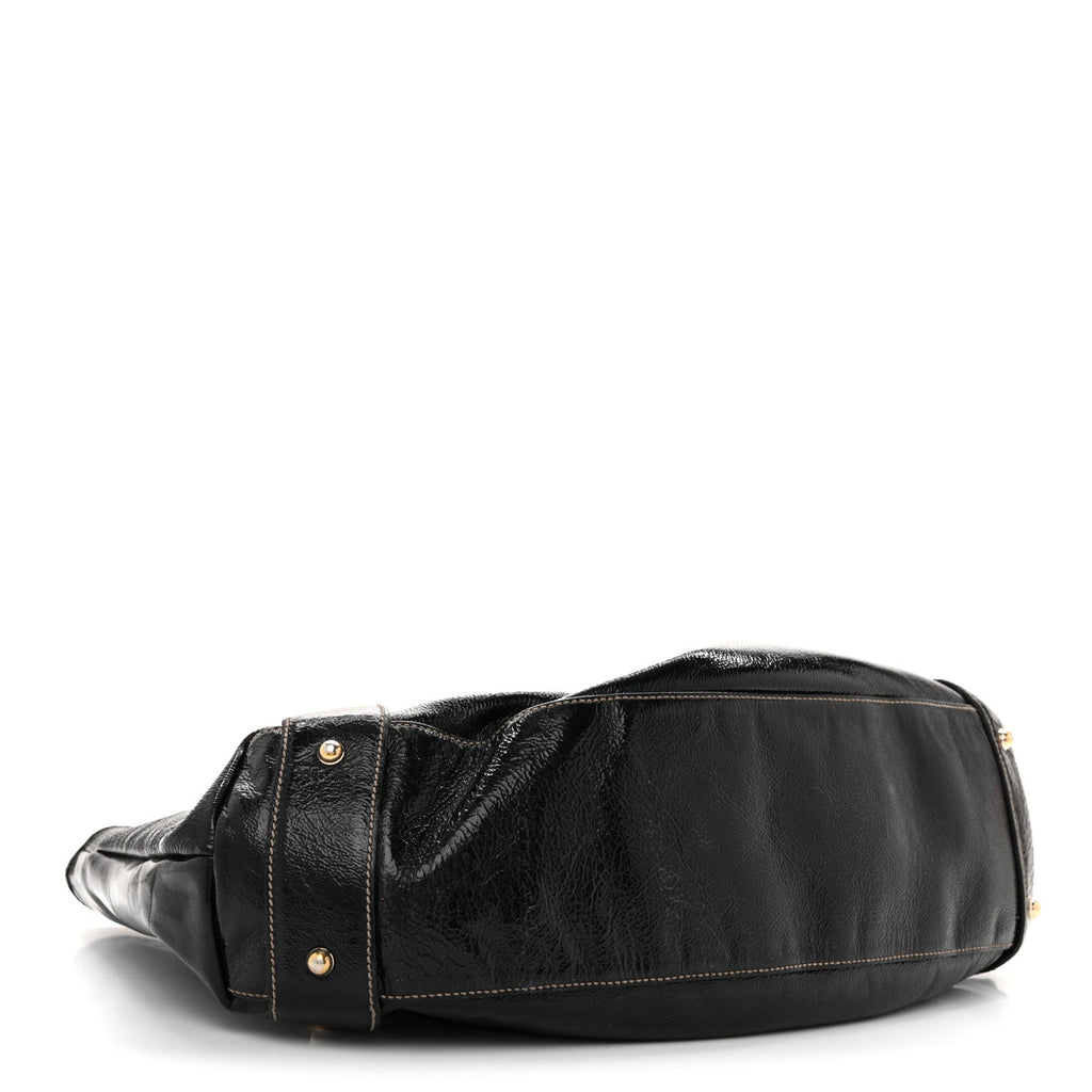 Patent Medium Pelham Shoulder Bag Black