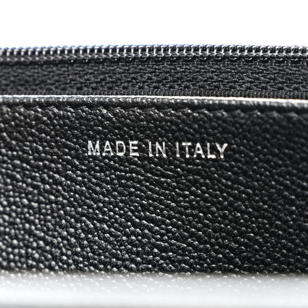 Grained Calfskin Quilted CC Box Wallet On Chain WOC Black