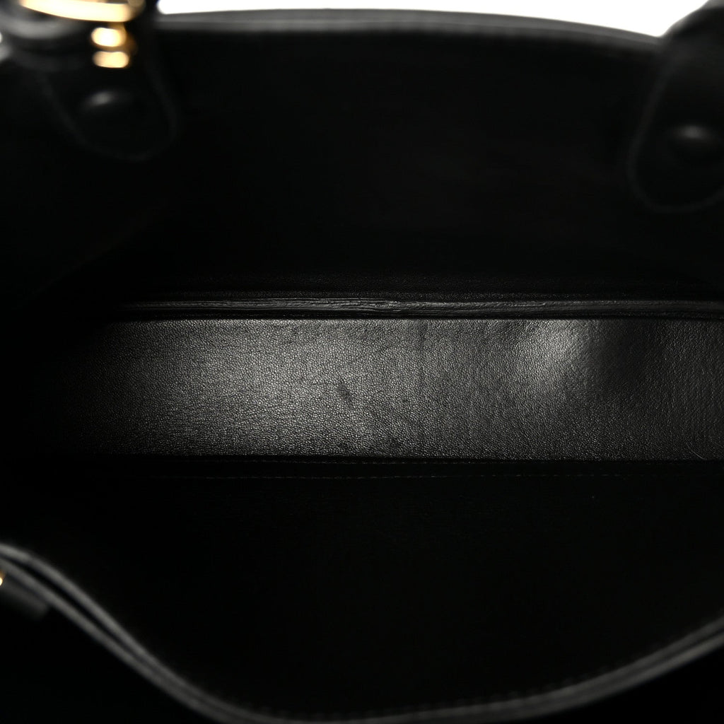 Soft Grain Calfskin Studded Large Buckle Bag With Belt Black