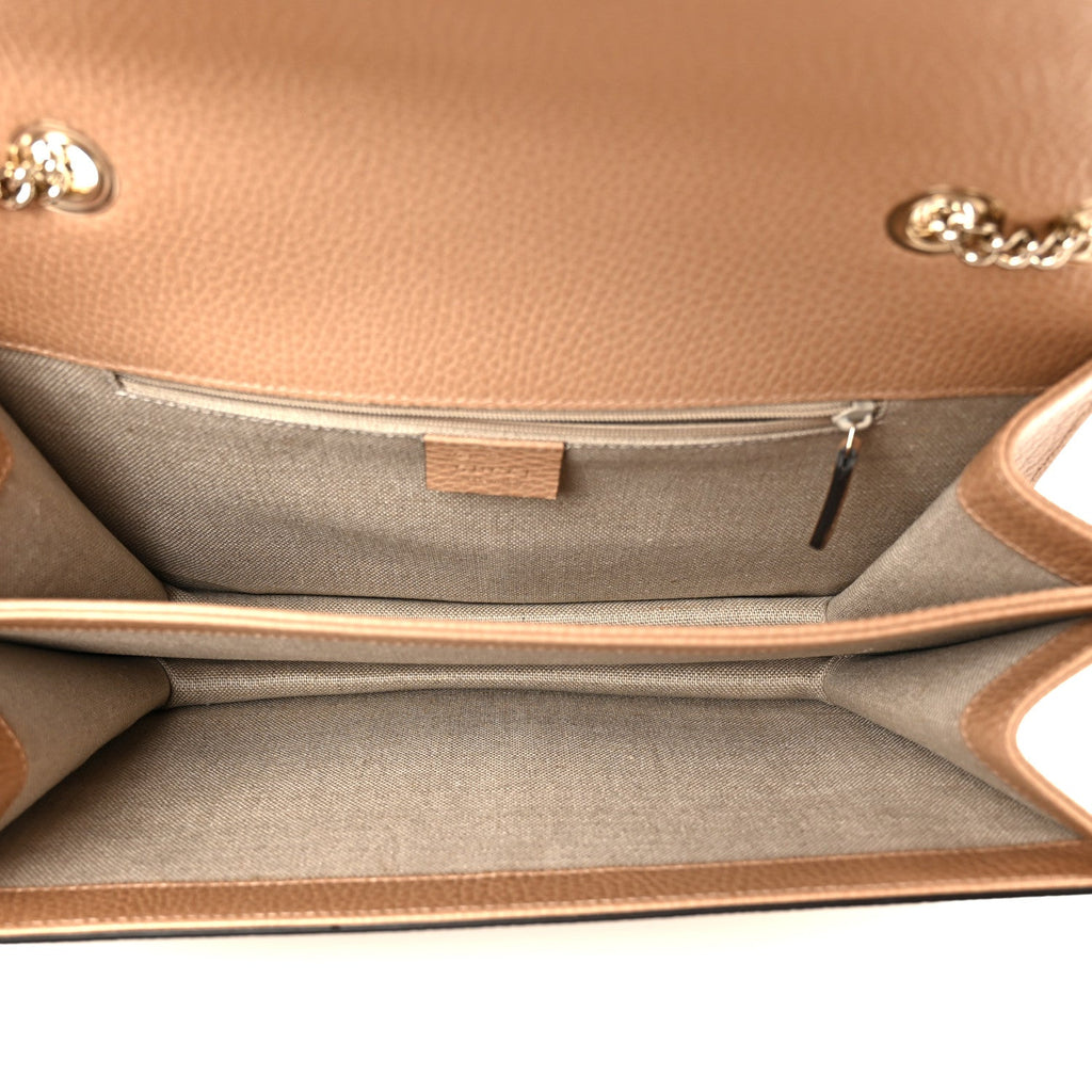 Dollar Calfskin Interlocking G Shoulder Bag Camelia