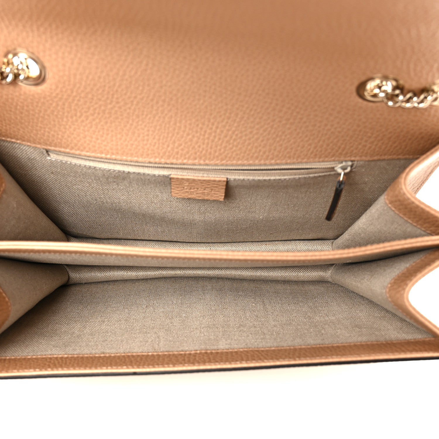 Dollar Calfskin Interlocking G Shoulder Bag Camelia