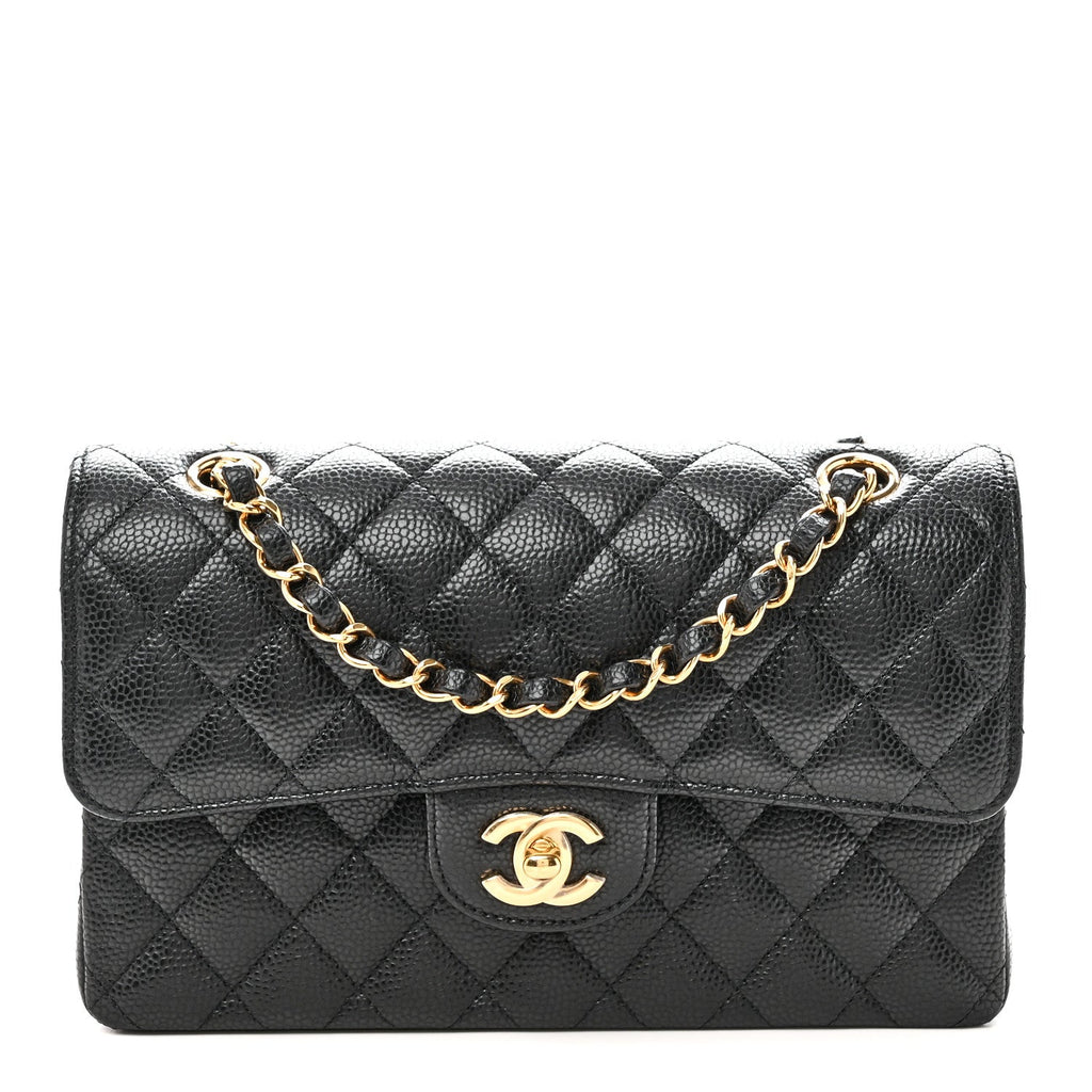 Caviar Quilted Small Double Flap Black