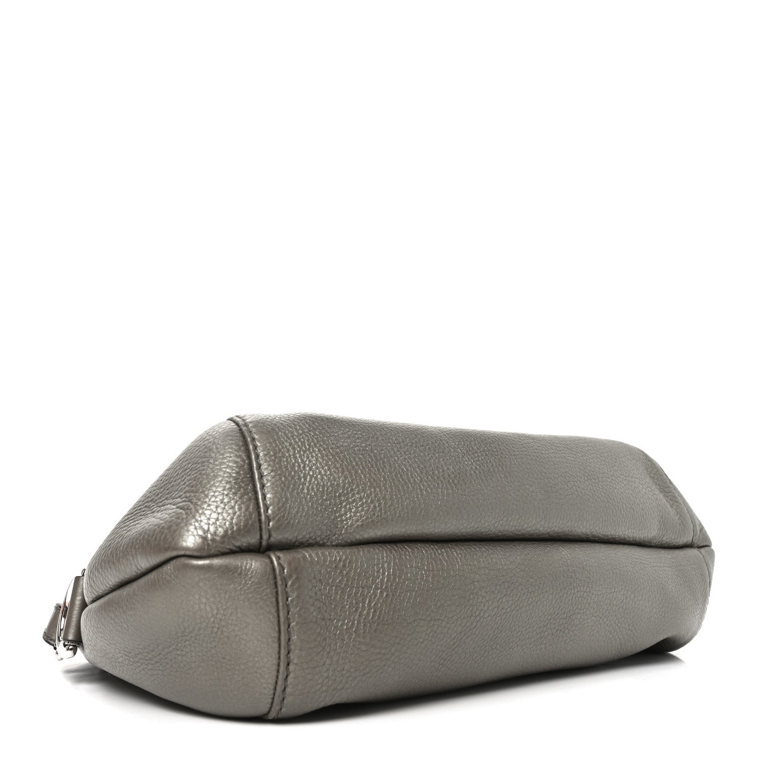 Pebbled Calfskin Medium Techno Horsebit Shoulder Flap Bag Grey