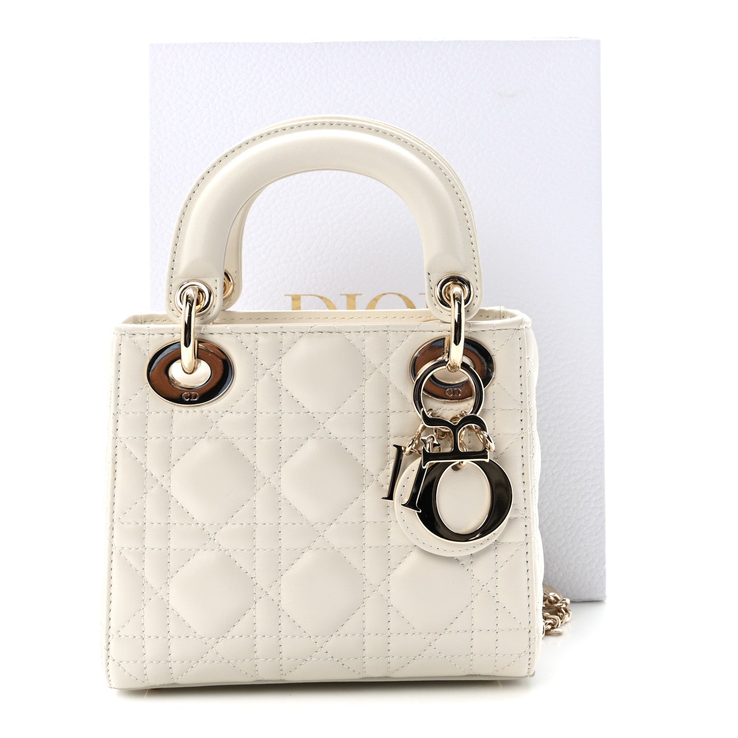 Lambskin Cannage Mini Lady Dior Latte