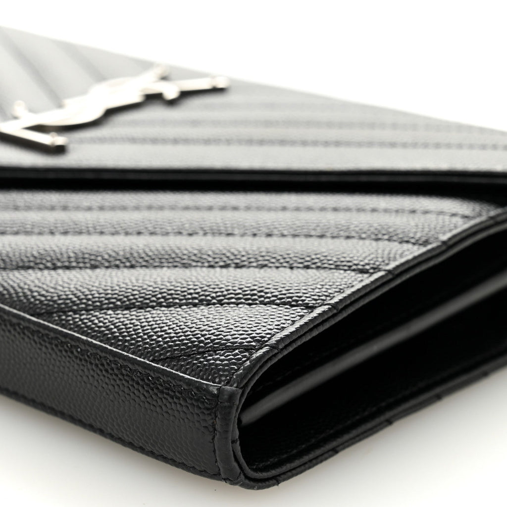 Grain De Poudre Matelasse Chevron Monogram Chain Wallet Black