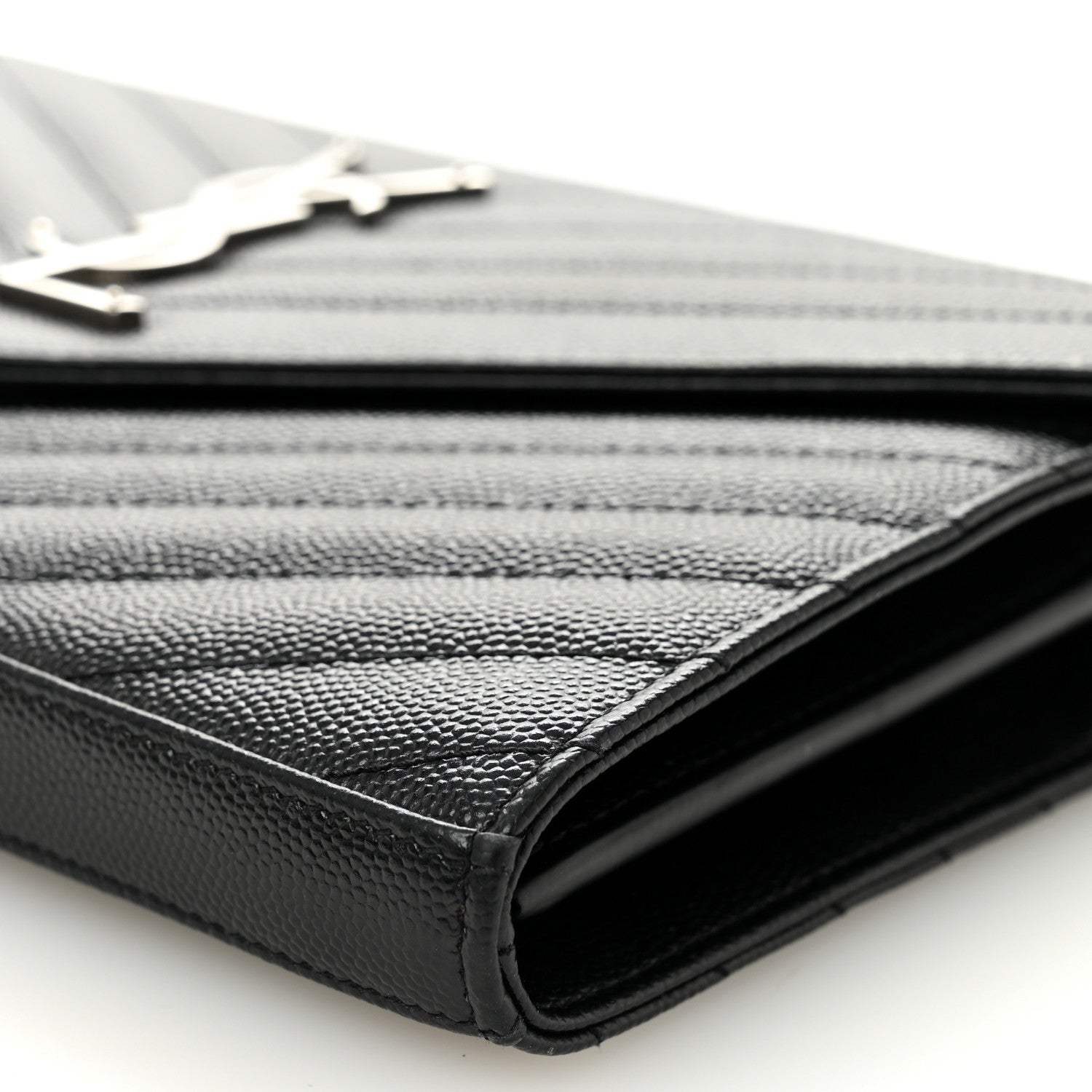 Grain De Poudre Matelasse Chevron Monogram Chain Wallet Black
